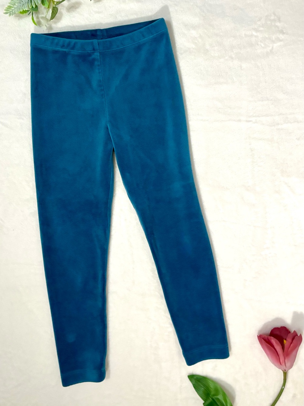 Tea Collection Girls Deep Teal Velour Leggings – Size 5 (Like New)